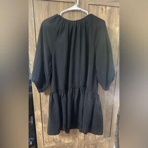 H&M Women Black Crinkle Babydoll Dress XS